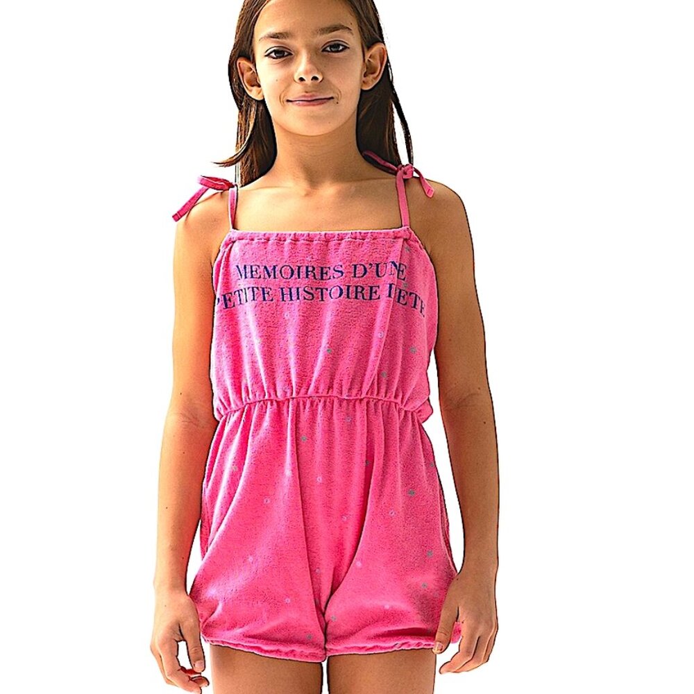 Rare NWT The Campamento Girls French Text Pink Playsuit Size 3-4T